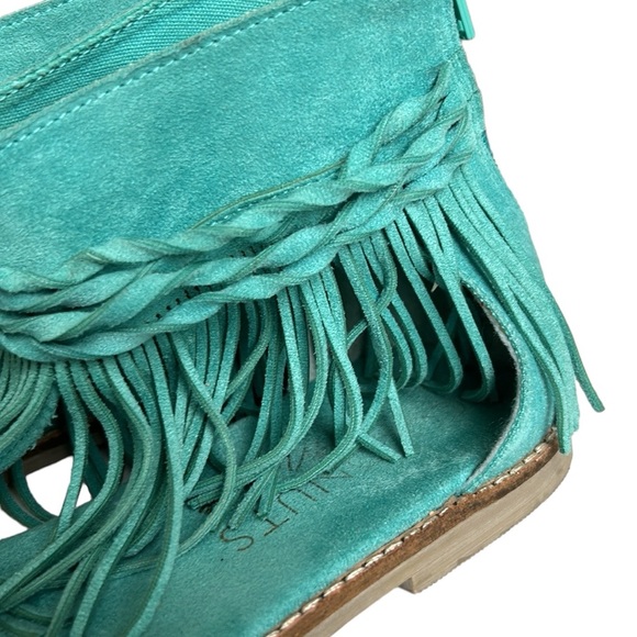 Coconuts by Matisse Juno Suede Fringe Sandals Gladiator Turquoise 8M - Picture 16 of 16
